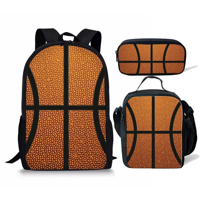 BT Wholesale Print Designer 3Pcs/Set Boys Backpack Kids Bag 3D Basketball Lunch Box School bag