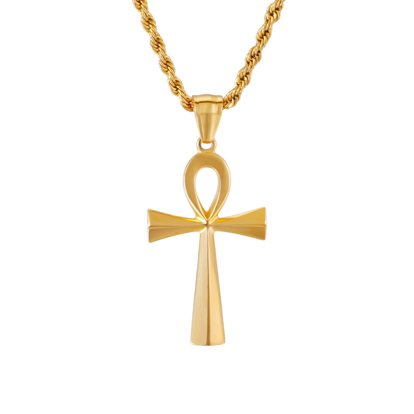 KALEN Stainless Steel Egyptian Anher key cross pendant