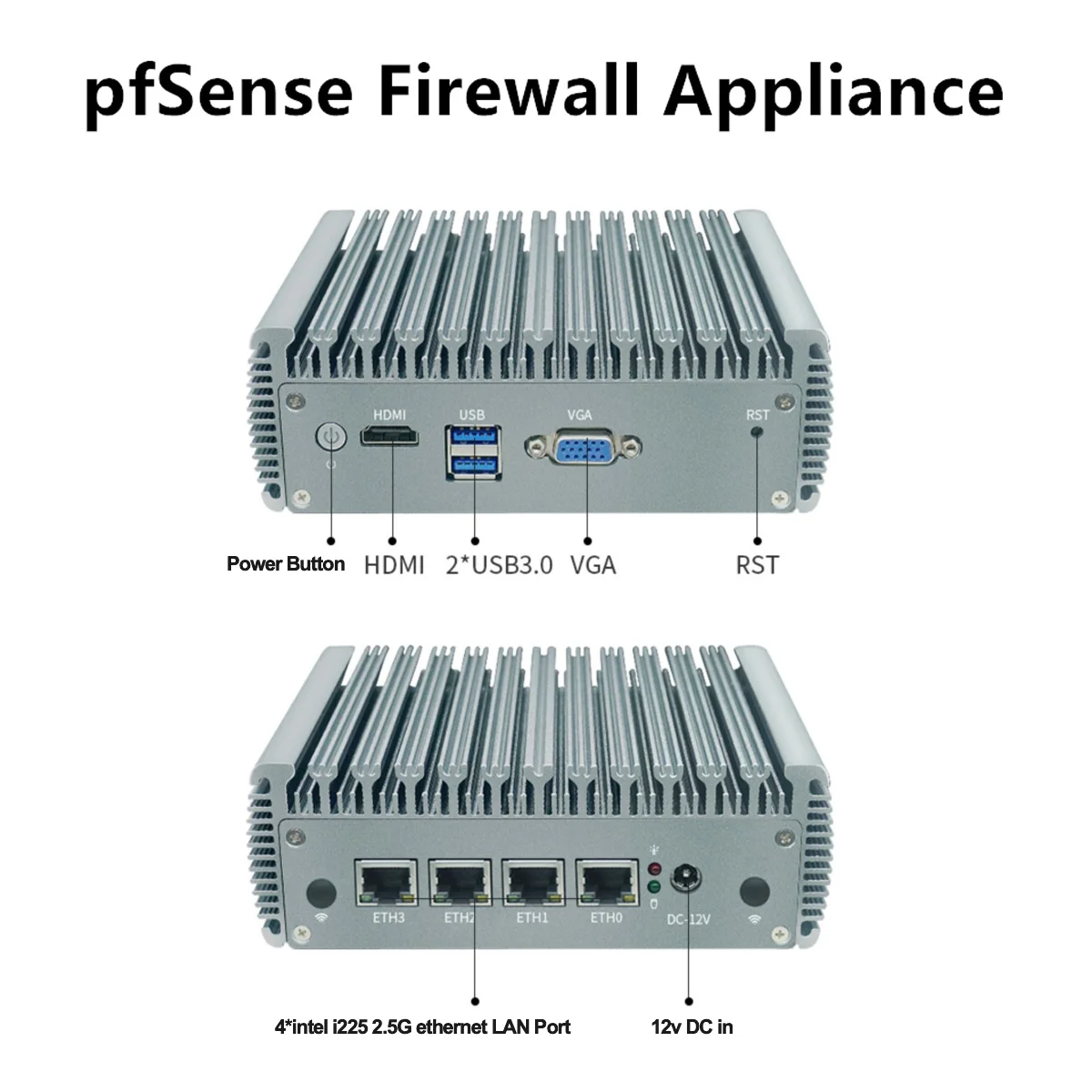 Fanless Industrial Mini PC J4125 Dual display 4 In-tel i225 2.5G RJ45 LAN Firewall PFsense Computer Project Desktop Computer