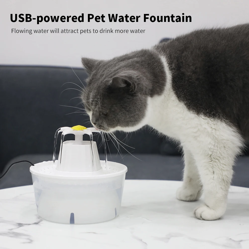 Adjustable Water Flow Wireless Pet Fountain Automatic Cat Water Fountain Dog Water Dispenser with Infrared Motion Sensor