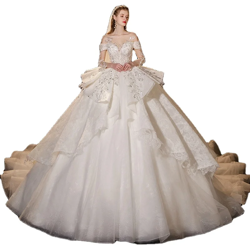 Роскошное Свадебное платье с вышивкой в виде хвоста, высококачественное кружевное женское модное летнее платье на заказ с романтической вышивкой цвета слоновой кости, OEM