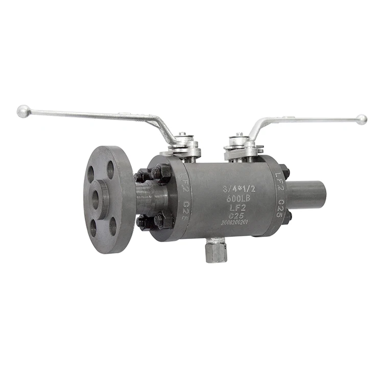 
DBB double ball forging low temperature three piece high pressure flange welding manual ball valve 