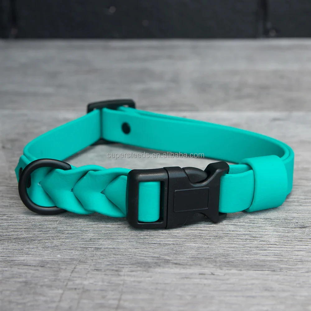 Polyester core coated in a protective polymer PVC Braided adjustable dog collars with side release buckle