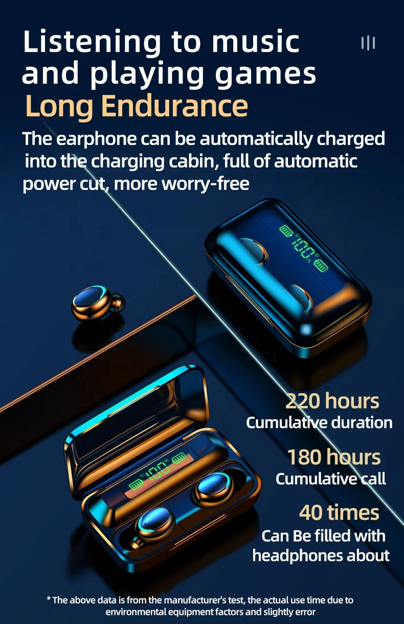 High Quality wireless earphones waterproof BT Headset wiresto auriculares v5.0 f9-5c tws