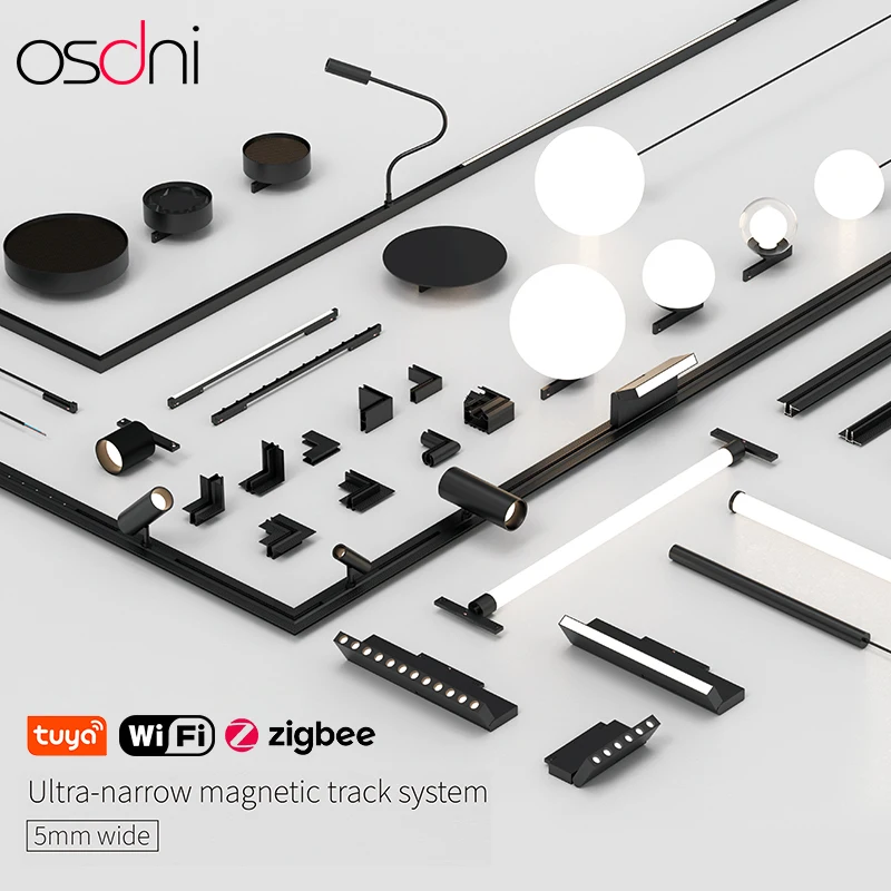 5mm Extremely narrow Magnetic Track Light System DC24V led 6W 9W Intelligent Tuya Zgbee Linear Flood Light min magnet light lamp