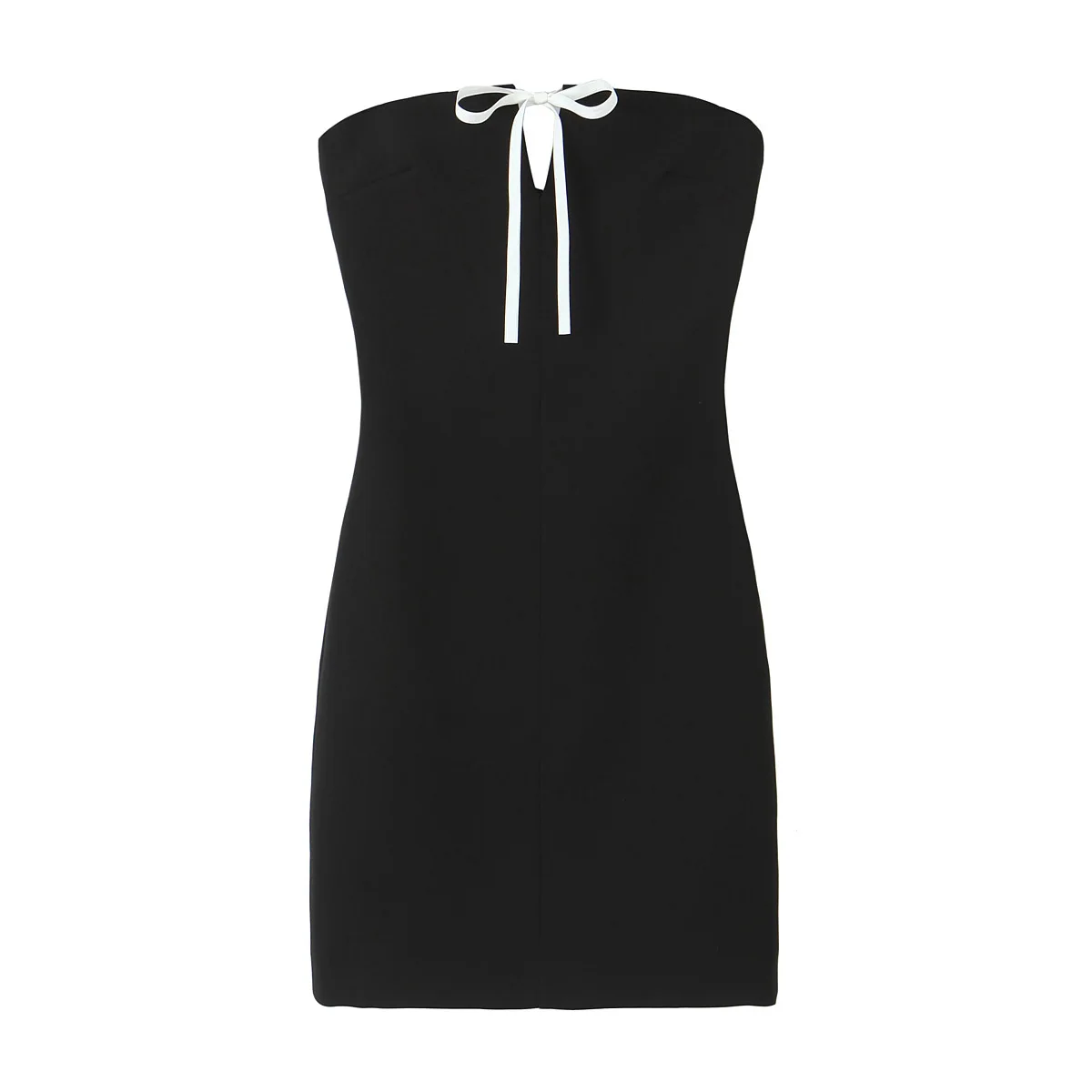 Strapless black color front lace up casual fashion summer mini dress for women