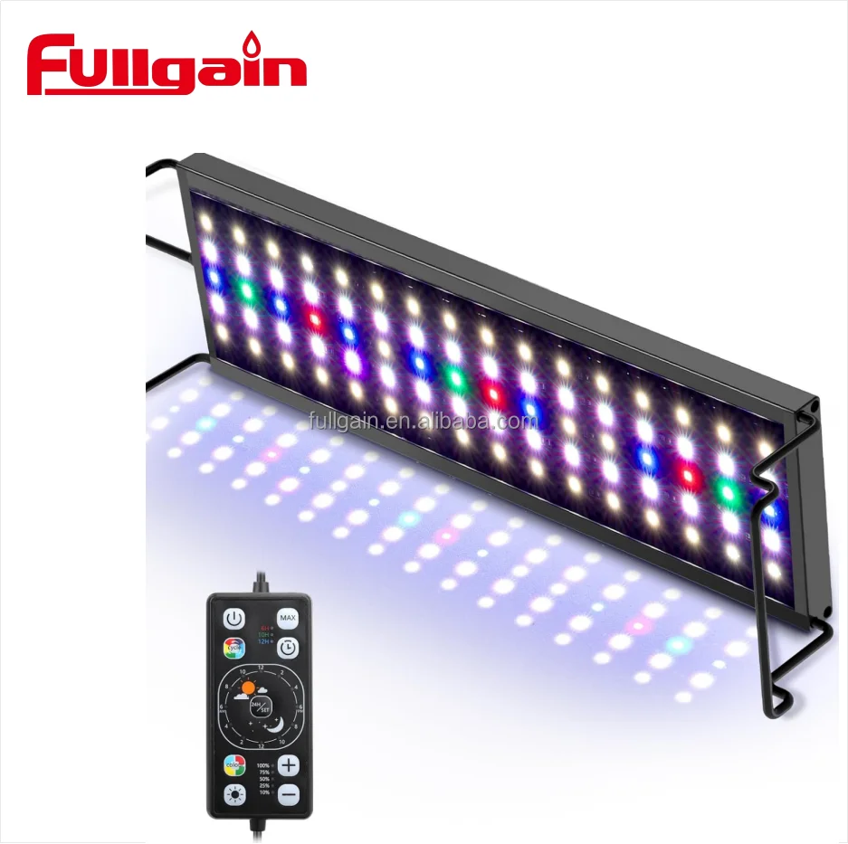 Fullgain Aquarium LED Light Fish Tank Full Spectrum Lighting with 24/7 Day-Night Cycle Mode & Auto On/Off Timer Dimmable