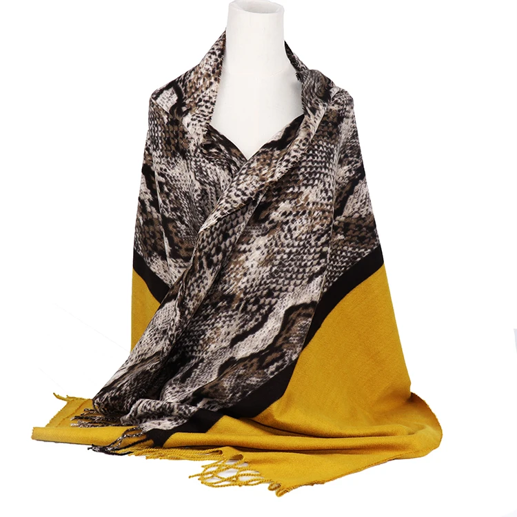 
Snakeskin print pashmina shawl for cold weather Women scarf winter animal print scarf 