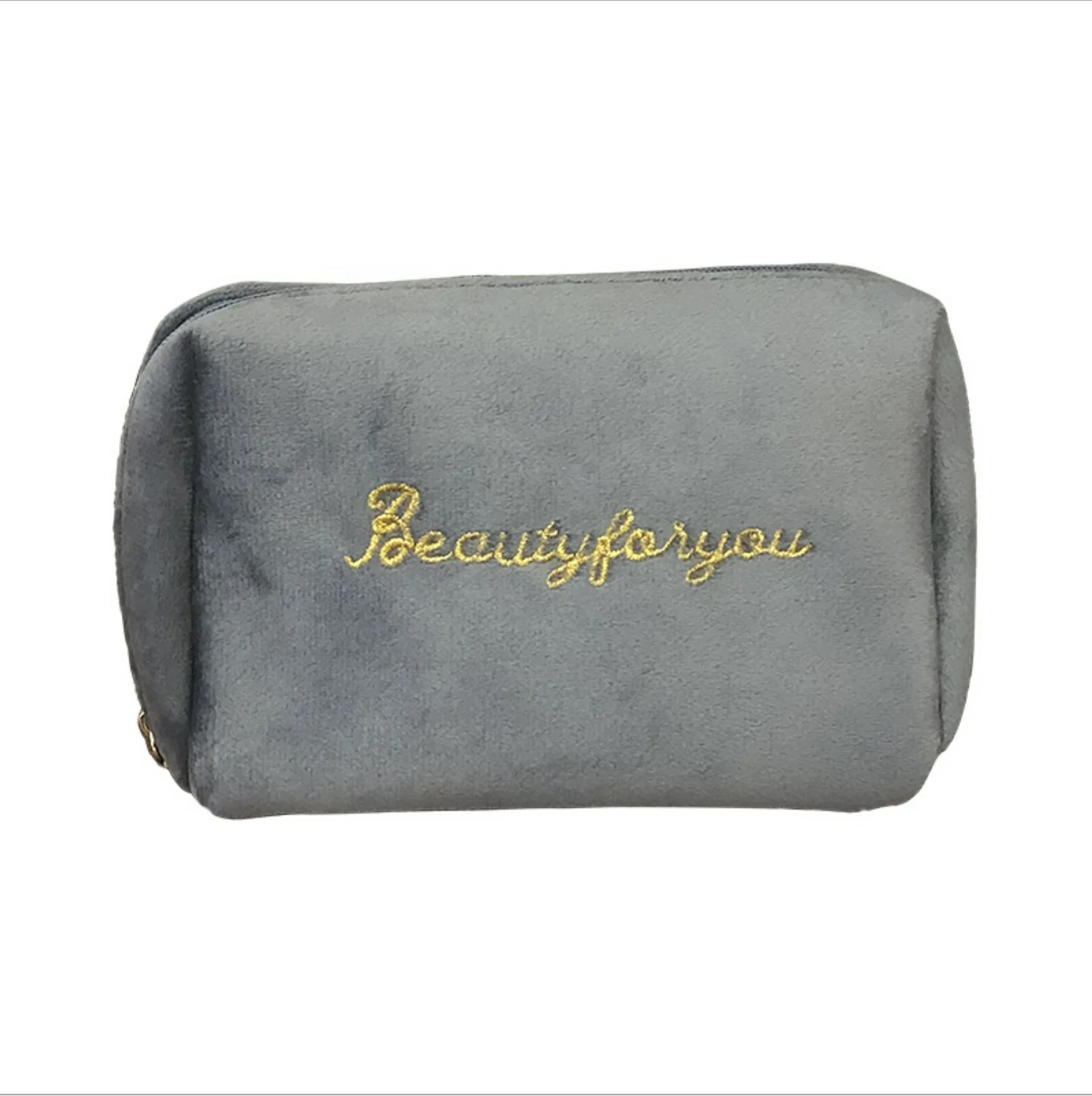 custom golden logo velvet cosmetic bag custom makeup bag with personal logo