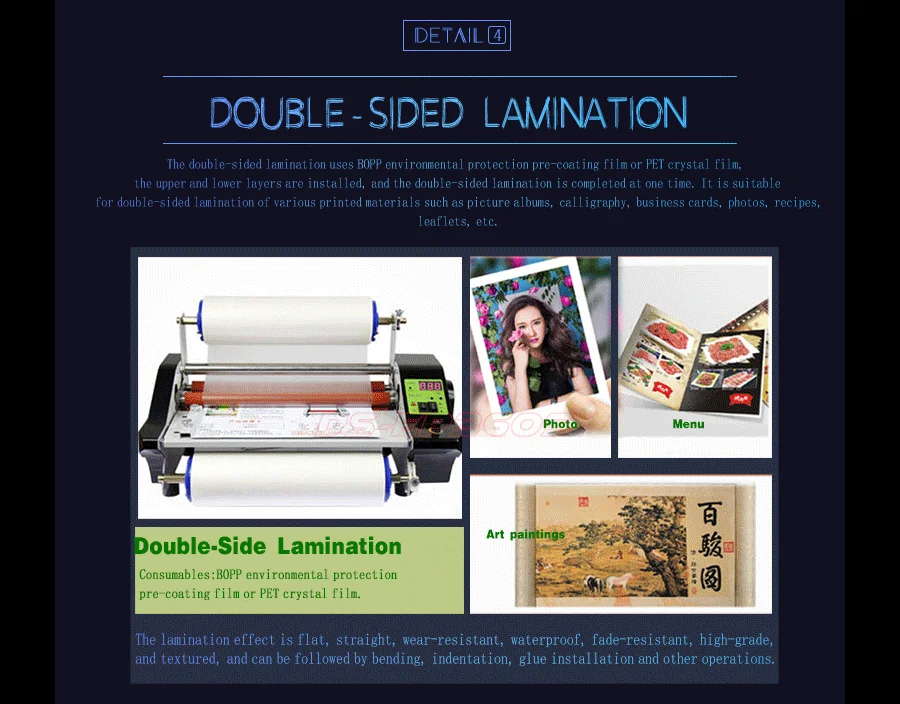 DOM SEM  automatic stepless speed anti-curling hot and cold mounted large steel roller A3 self-adhesive peritoneal Laminator