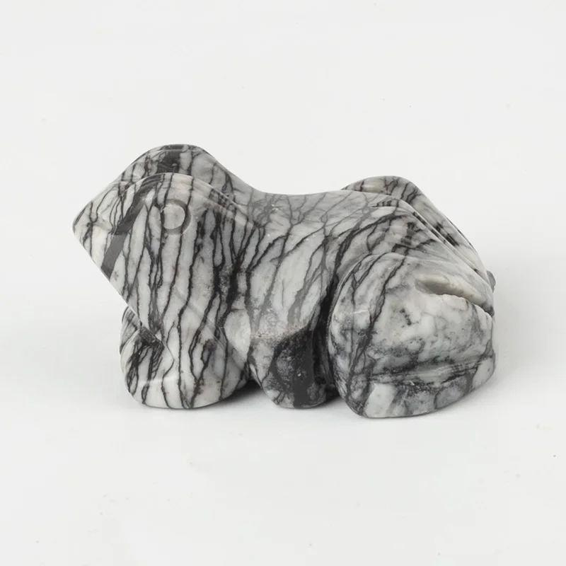 Natural crystal frog healing stone statue, 3.87cm handmade carved pocket animal room decoration gemstone