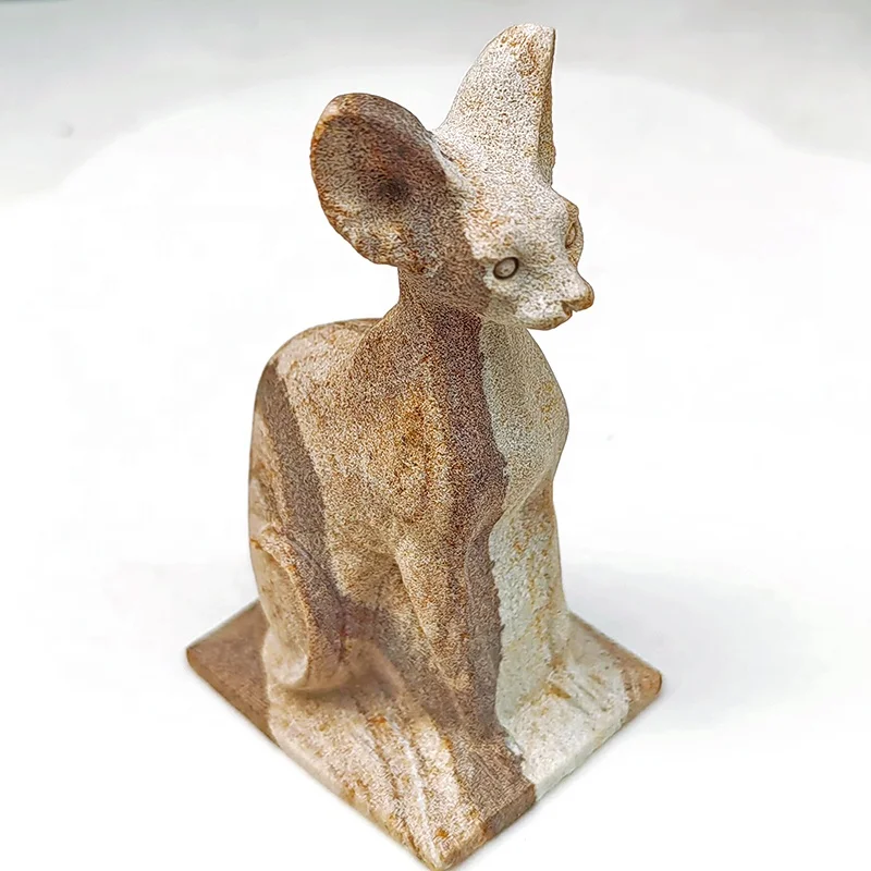 Natural Sand Stone Egyptian Bastet Goddess Egyptian Altars Collectibles Figurine Animal Egyptian Statues