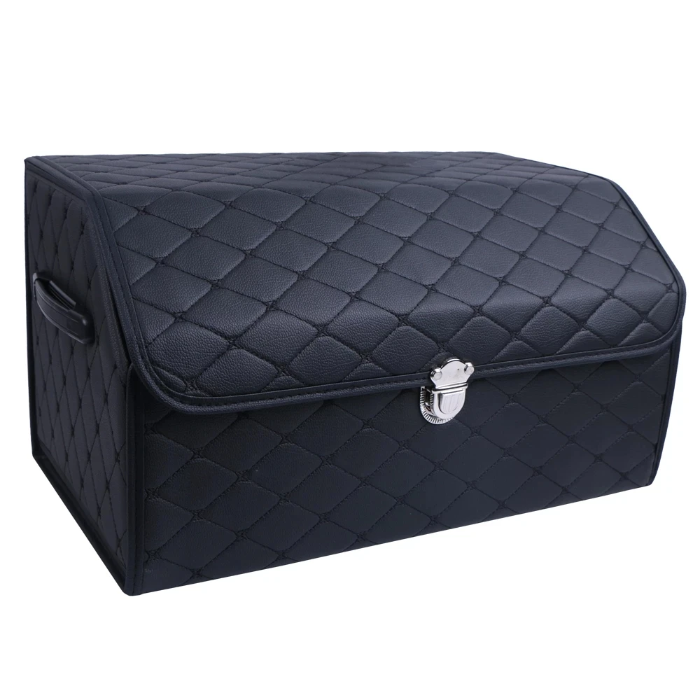 Folding Car Storage Box PU Leather Car boot Organizer Top Grade Organizer Bags Auto Trunk Multiuse Tool Box For Sedan SUV MPV