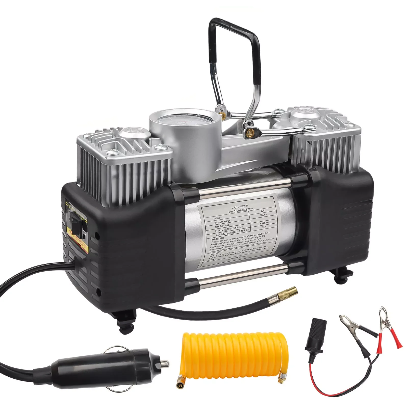 Double Cylinder DC 12V Vehicle Mounted Emergency Maintenance Car Double Cylinder Tire Inflators Tire Vehicle Tool