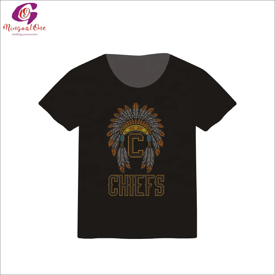 Factory Price Custom Bling Football Sports Team Logo Designs Helmet NFL Team Iron On Rhinestone Heat Transfer Wholesale Shirt