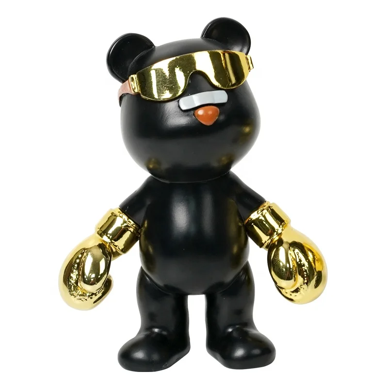 Boxing Violent Bear Doll Hand-made Cartoon Modern Home Decoration Bear Animal Statue