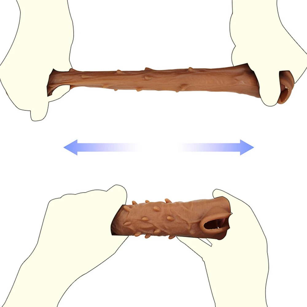 Reusable Penis Sleeve Extender Realistic Penis Condom Silicone Extension  Cock Enlarger Condom Sheath Delay Sex Toy for Men