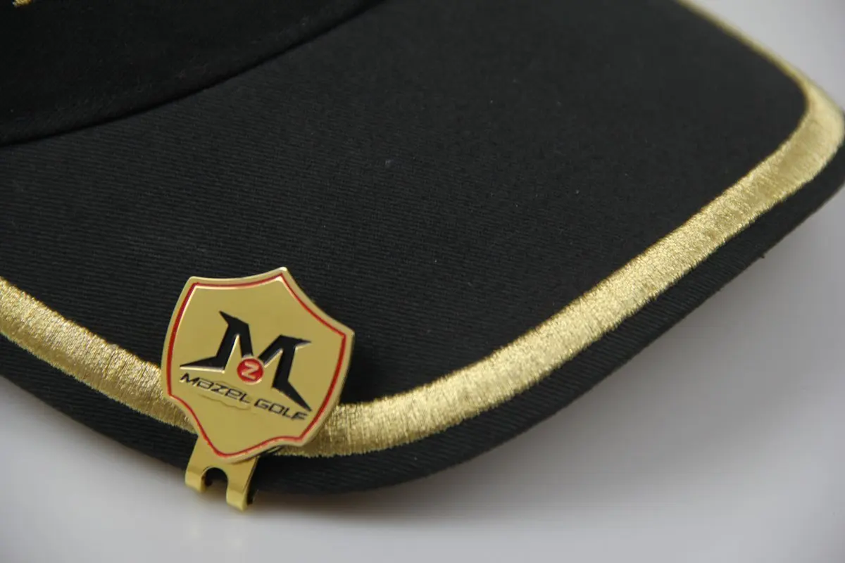 MAZEL Golf 2022 Hat Clip , Gold Magnetic Golf Hat Clip with Embossed Metal Golf Ball Marker