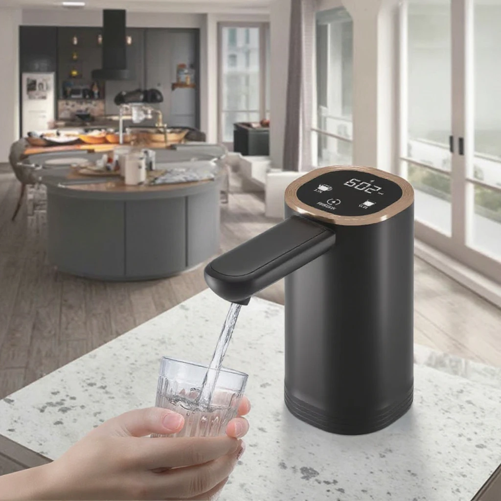 HK-D15 2024 Portable USB Rechargeable Electric Automatic Pump Water Dispenser Double Pumps LED Light Cold Car Water Dispenser