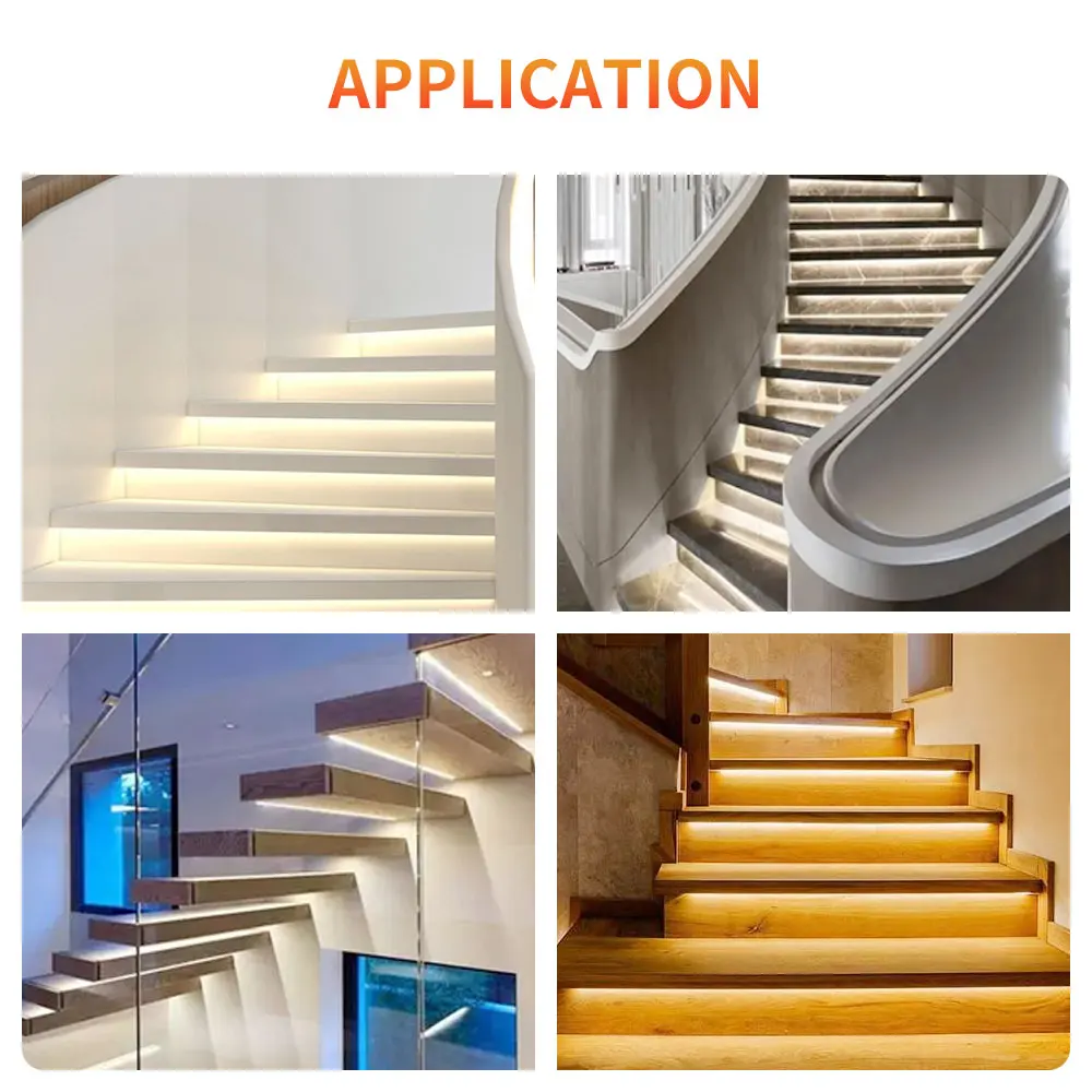 Step-01 16 Steps Stair Lighting Controller Set with COB Strips PIR Motions for Indoor Outdoor Decoration