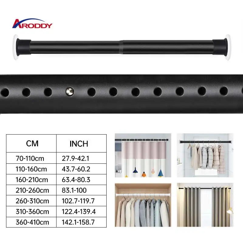 YARUN Luxury New Arrival Wholesale Curtain Pole Extendable Iron Curtain Rods Set Black Adjustable Iron Curtain Rods