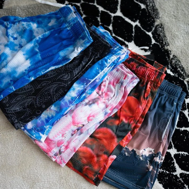 OEM Men Blank Custom Logo Plain High Quality Casual Polyester Sublimation Mens Mesh Shorts with Pockets