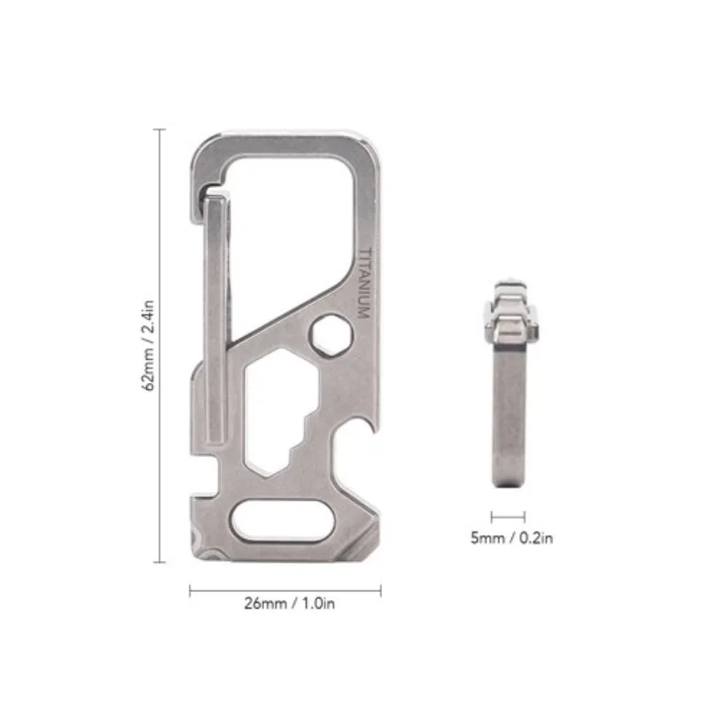Multi-Tool Titanium Clip Hook Screwdriver Bottle Opener Keychain