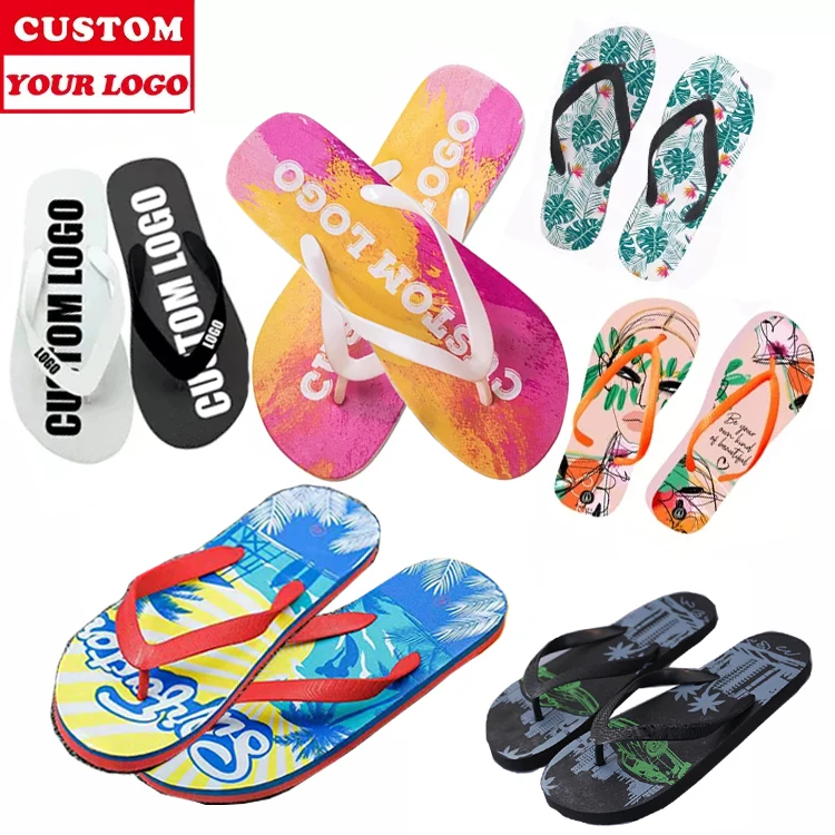 Personalized Designer Custom Printing Logo Summer Flip Flops for Men Anti Slip Unisex Comfortable Beach Flip-Flops Slippers