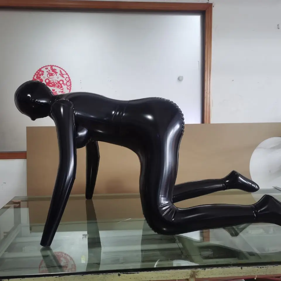 Customized quality PVC glossy black Inflatable doll for adversting
