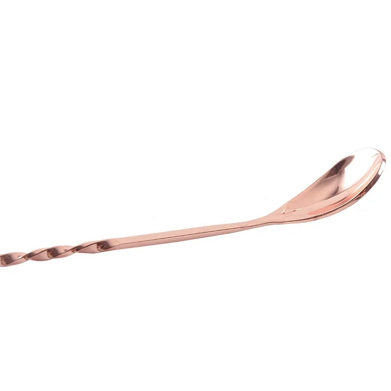 Customized logo silver rose gold metal food grade stainless steel 304 bar spoon swizzle sticks cocktail stirrer for drinking