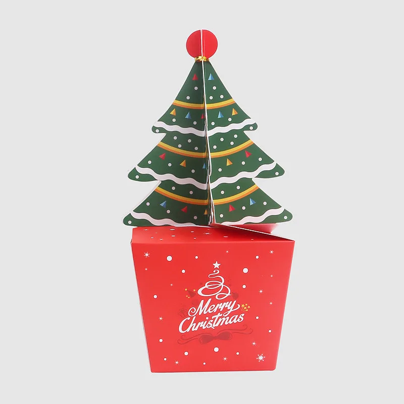 New designed 3D christmas tree shaped foldable gift paper boxes for candies