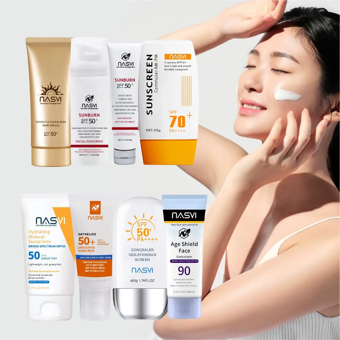 Skin Tinted Sunscreen SPF 50 Protection Moisturizing mineral sunscreen with zinc oxide and titanium dioxide Transparent color