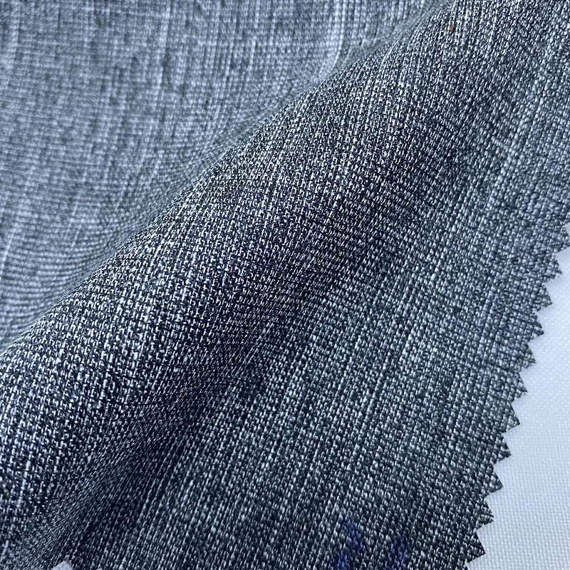 Popular Luxury Textured Slub Way Fabric Polyester Viscose Elastic Linen Like Fabric Mens Italian Suit Fabric