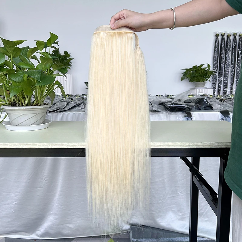 Natural Raw Brazilian Hair 613 Ponytails Blonde Virgin Human Hair Extensions Pony Tail