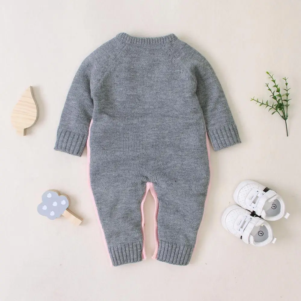 Knit infant bunny winter jumpsuit newborn sweater baby rabbit romper