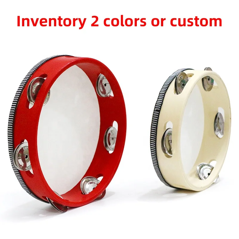 Wholesale Wooden Tambourine Metal Bell Drum Jingles Bulk Panderos Tambourine Instrument Hand Percussions for Adults Church Party