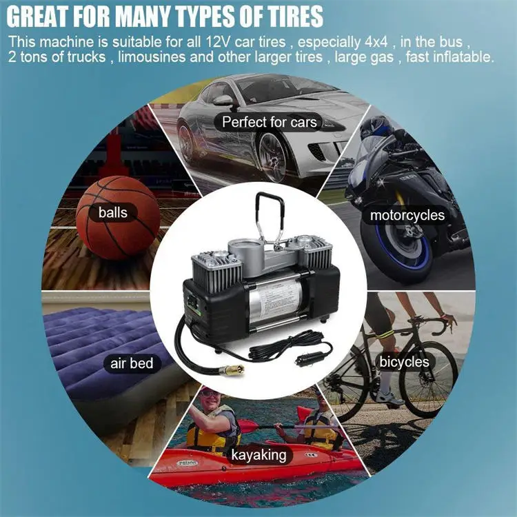 Customized Small Size High Power Tire 12v Vehicle-Mounted Portable Tire Inflator Car Pump Air Compressor