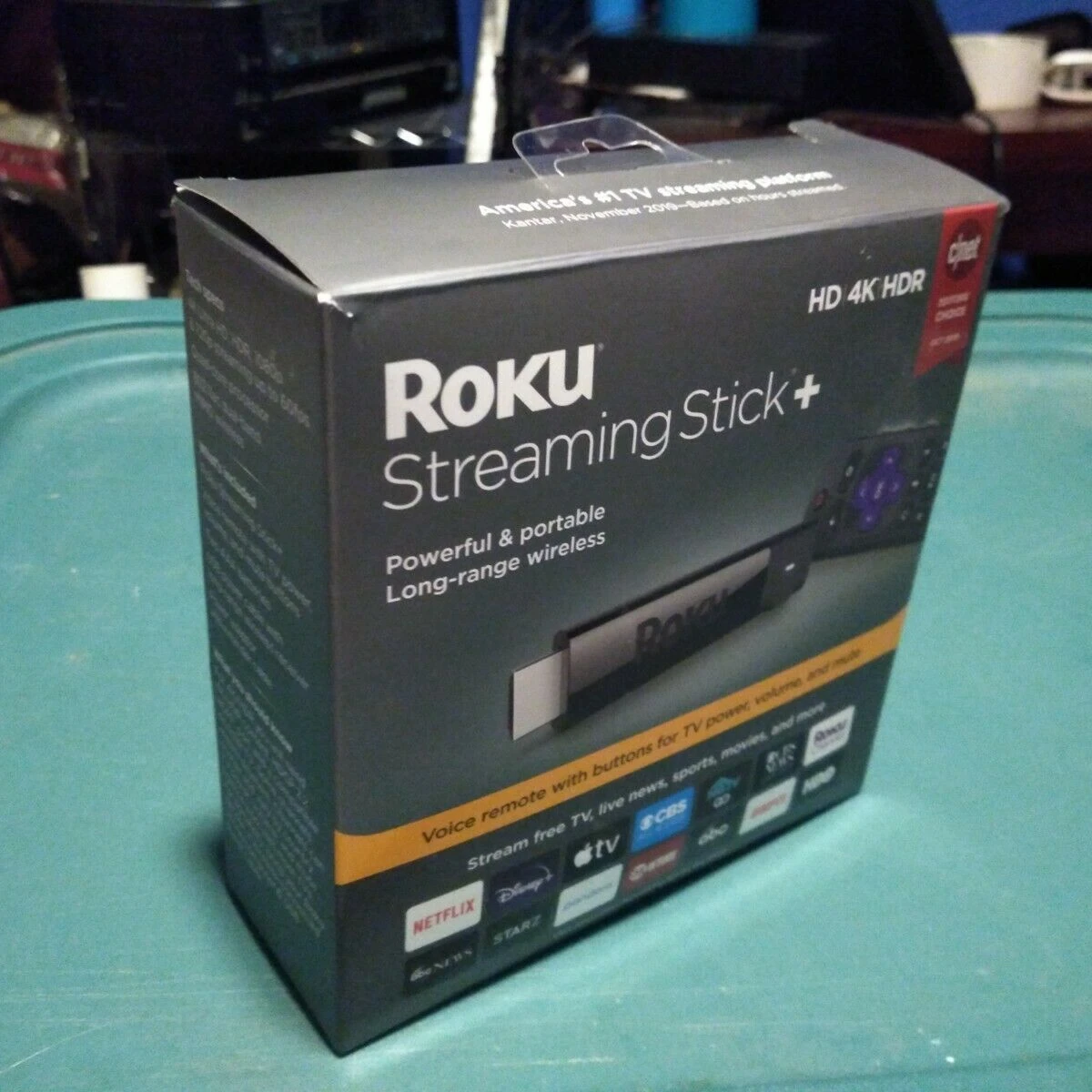 Оригинальный Новый палочка для потоковой передачи Roku + | Устройство для потоковой передачи HD/4K/HDR с беспроводным и голосовым пультом дальнего действия с управлением ТВ