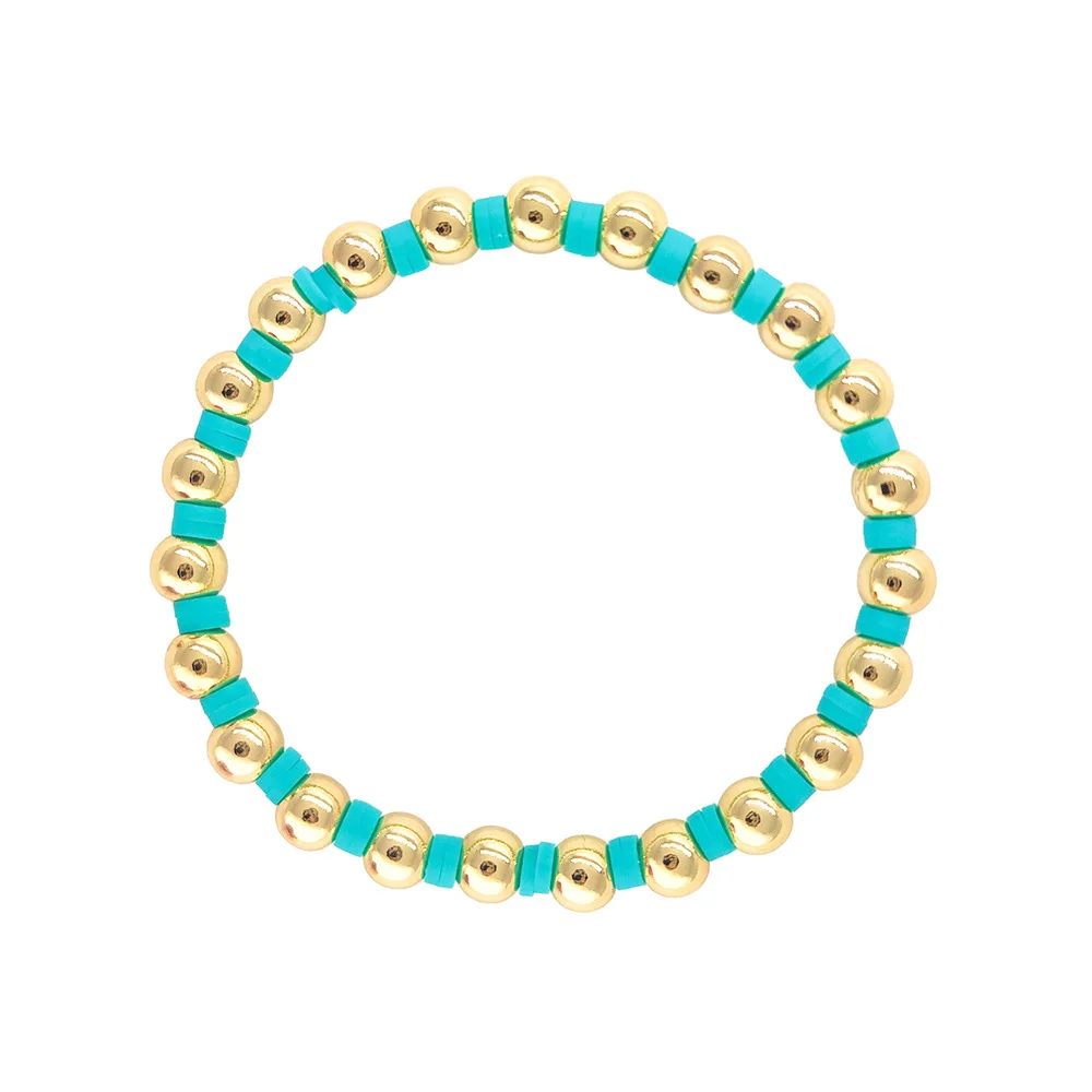 Wholesale Fashion Jewellery Bohemia Style Handmade Rice 4mm polymer clay Bracelet Bangles 18K gold bracelet