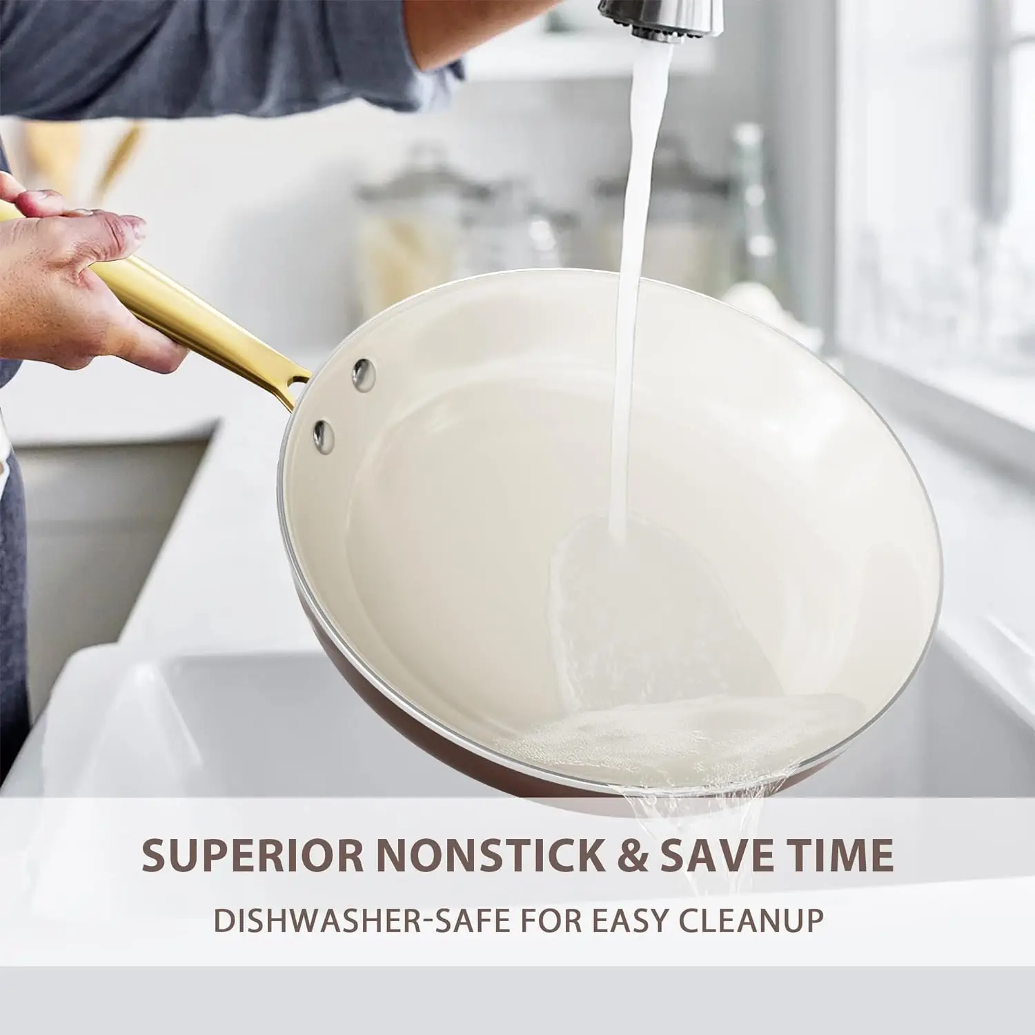 10 pcs/set Frying Pan Chocolate Cookware Ceramic non stick Coating Skillet Nonstick Cooking Oven Dishwasher Safe Square Pot Set
