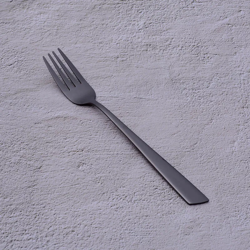 High quality Modern 16 Pieces Utensils Cutlery Forks Spoons Restaurant Mirror Polished Stainless Steel Black Flatware