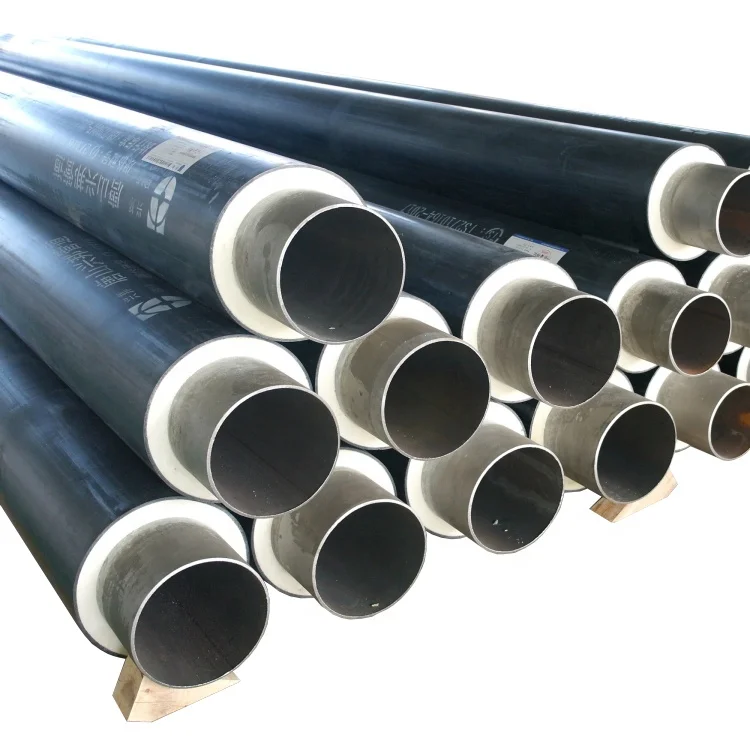 small diameter underground black hdpe protective polyurethane foam insulation material seamless steel pipe for district heating