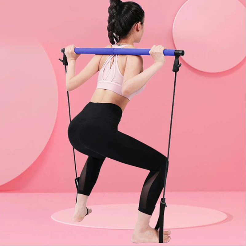 Pilates stick fitness stick Yoga equipment household multi-functional tension rope stretch belt back trainer