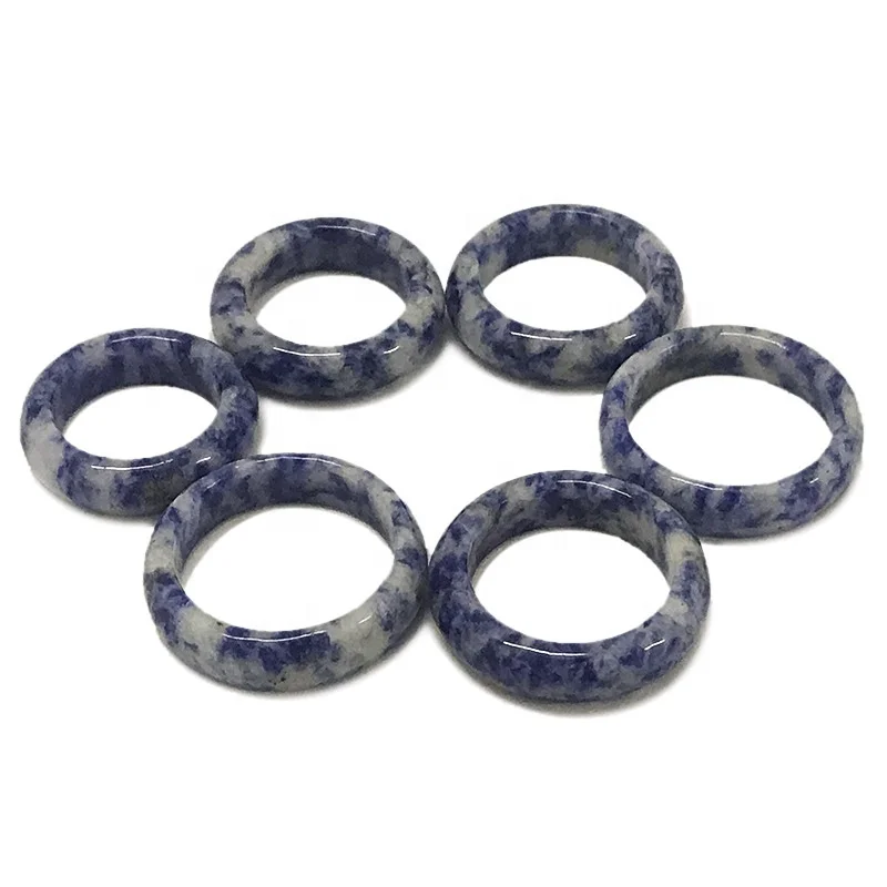 Blue Dot Stone Rings Natural Stone Band Rings