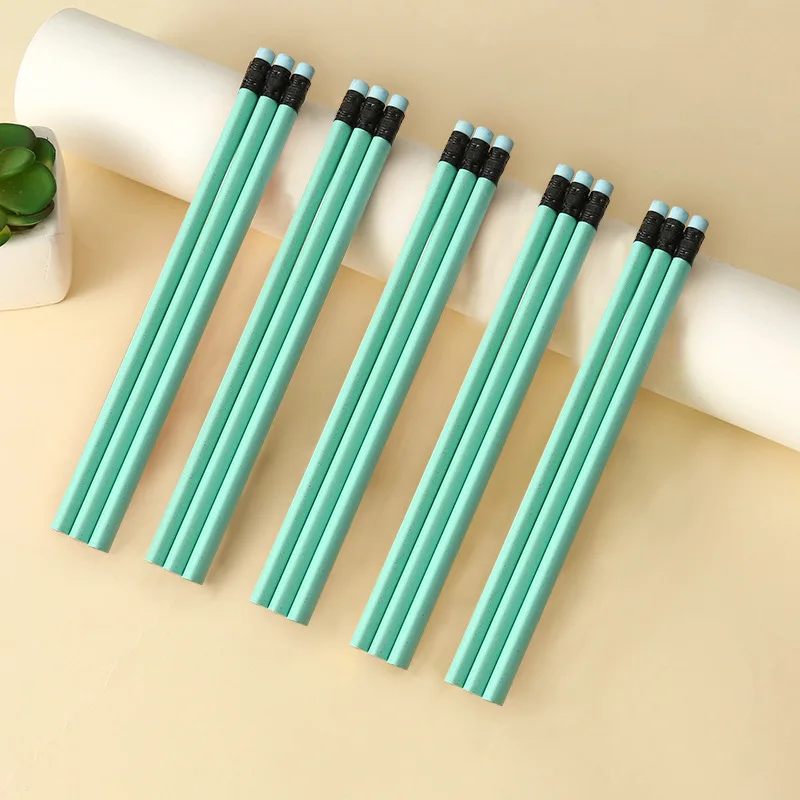 DASHENG Wholesale Glitter Cartoon Macaron Basswood Laser Lettering Pencil Bulk for School Use with Eraser