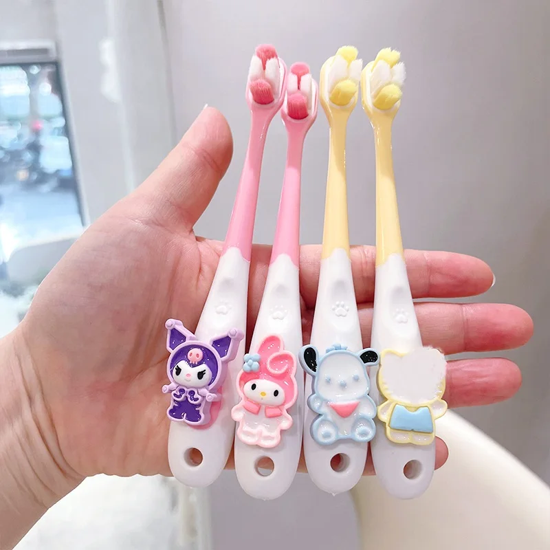 Kawaii Sanrioed Toothbrush Mymelody Kuromi Cinnamoroll Cartoon Student Adult Household Fine Hair Toothbrush Cleaning Toothguard