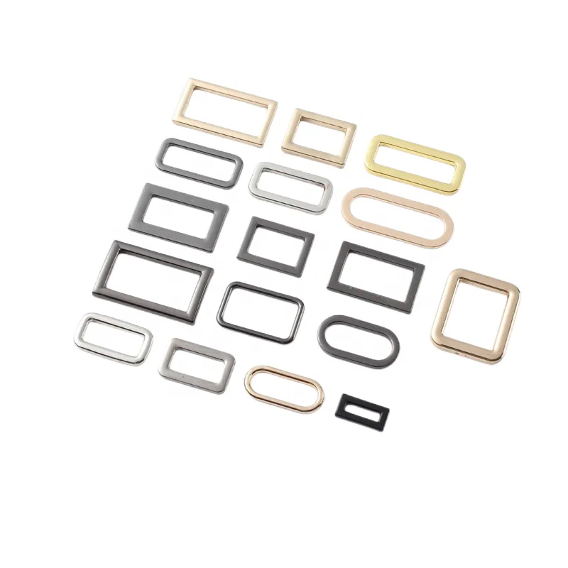 Hypoallergenic metal rectangle slider loop wire adjustable strap hook lock buckle closure fasten hardware for bag leather belt