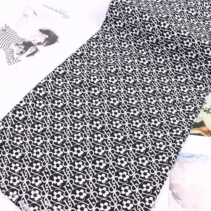 High quality black sunflower print shirt for women dress for children 100D four-sided elastic fabric