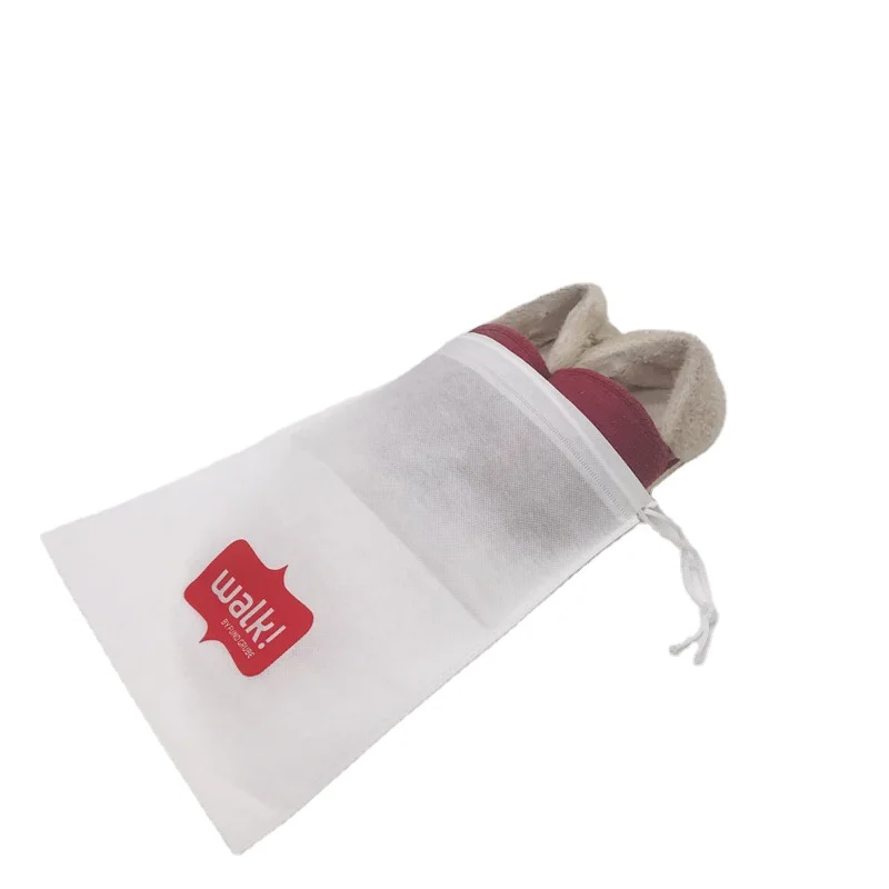 OEM factory custom design fashion recyclable silk screen printing folding Dustproof drawstring non woven material Shoes Bag