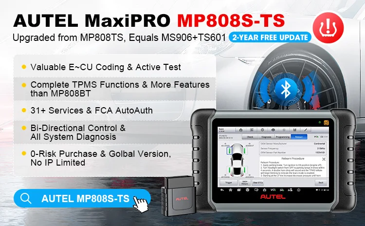 2023 autel maxipro mp808s-ts mp808 mp808k ts tpms obd2 full system scan tool diagnostic scanner automotive machine for all cars